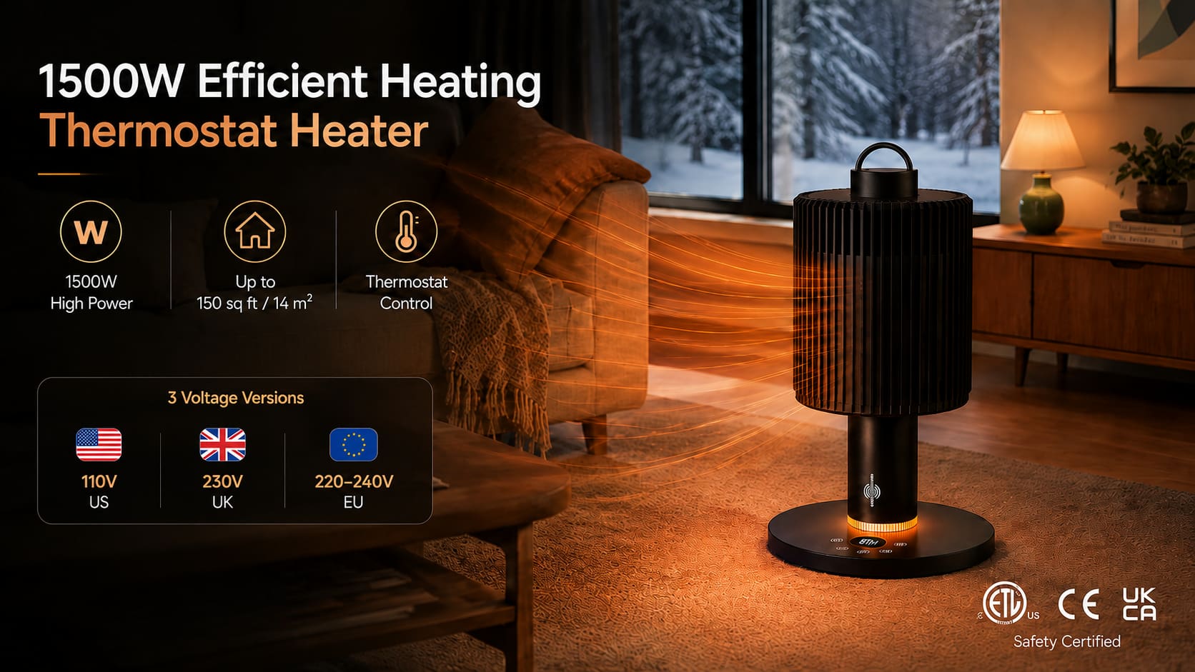 1500W Efficient Heating Thermostat Heater