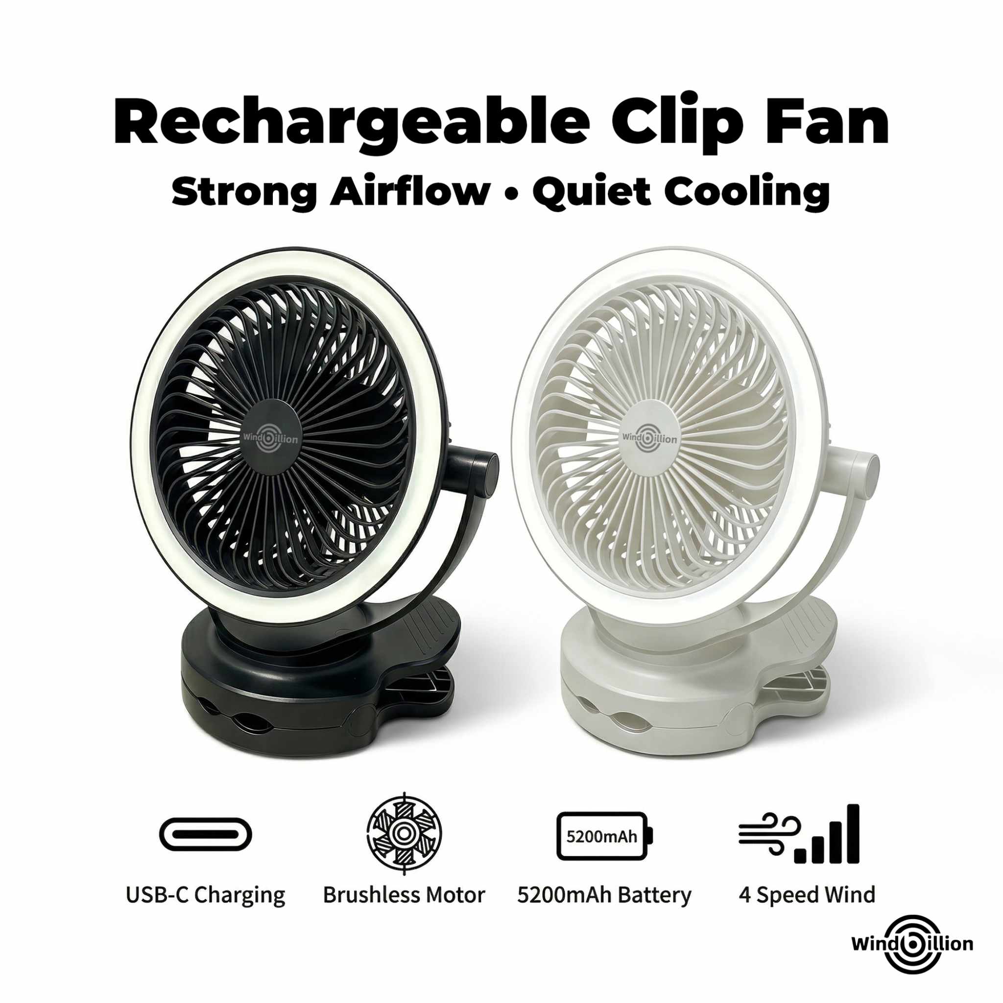 Clip-on Fan Portable Multi functional with LED Night Light(1)