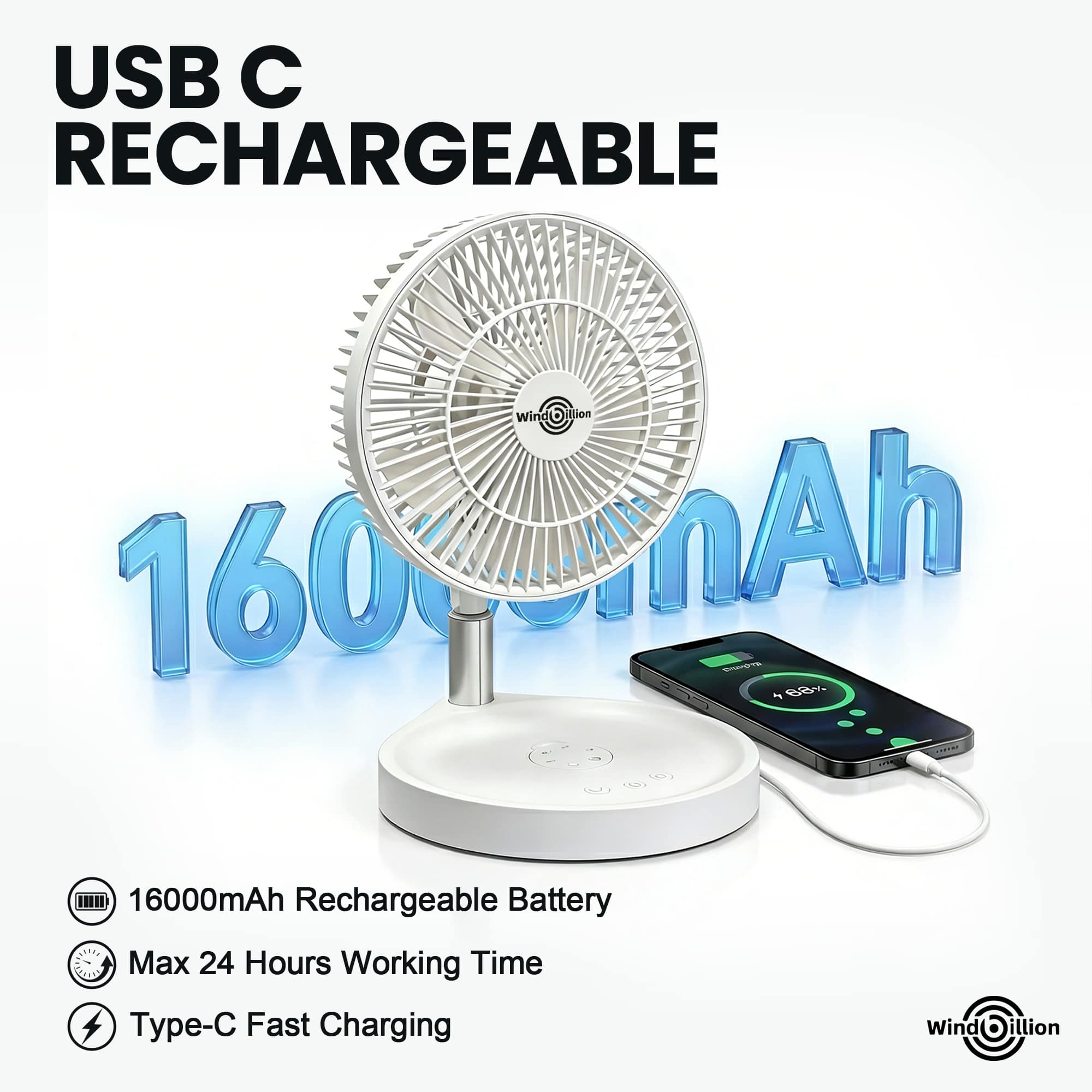 Collapsible Fan16000mAh Long Battery Multi Scene Cooling (2)
