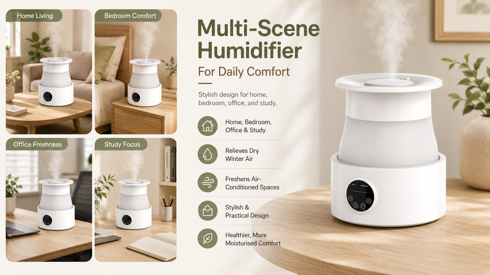 Multi-Scene Humidifier for Daily Comfort