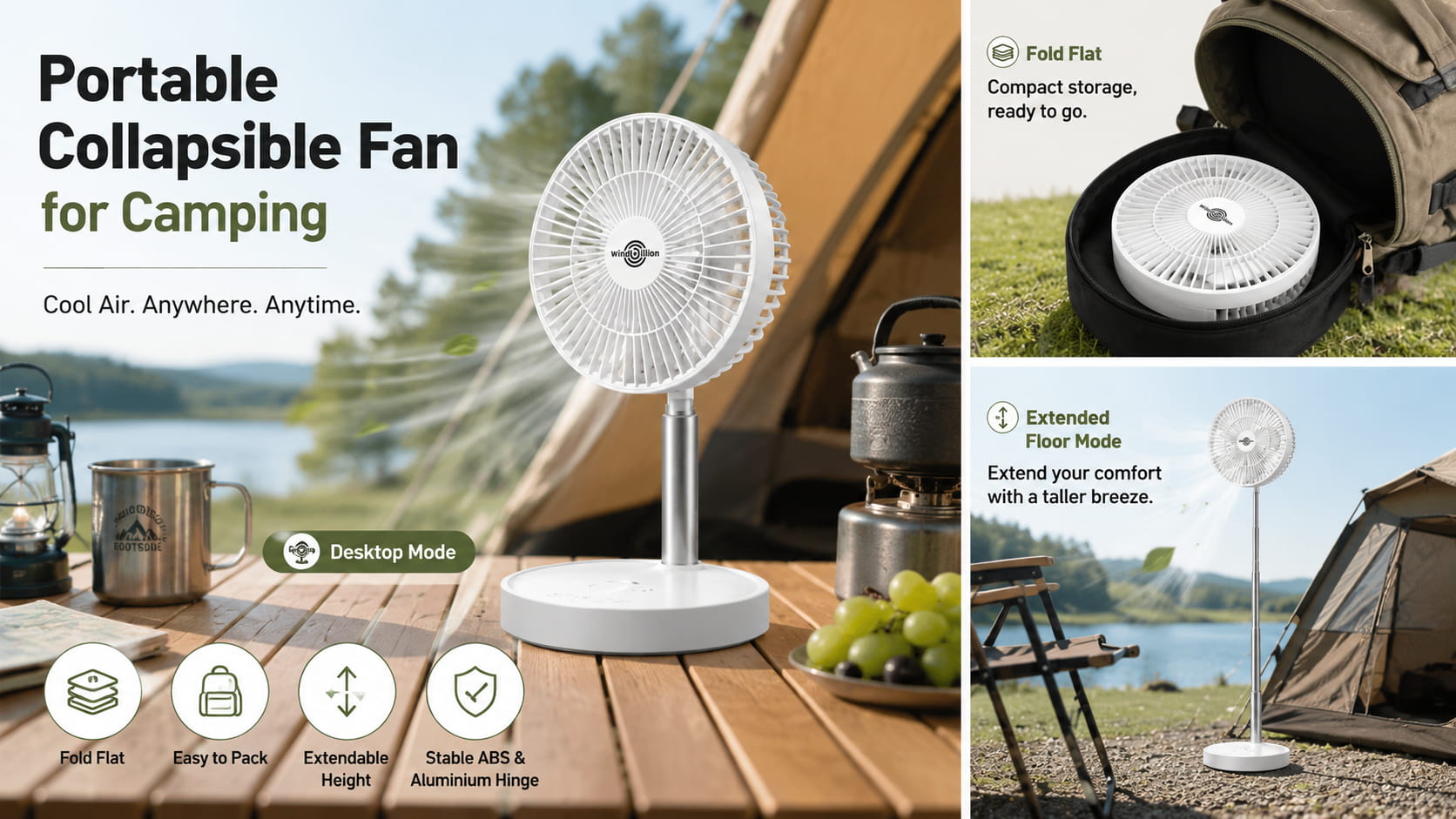 Portable Collapsible Fan for Camping