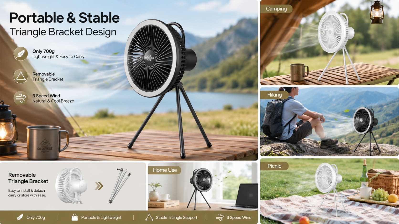 Portable & Stable Triangle Bracket Design