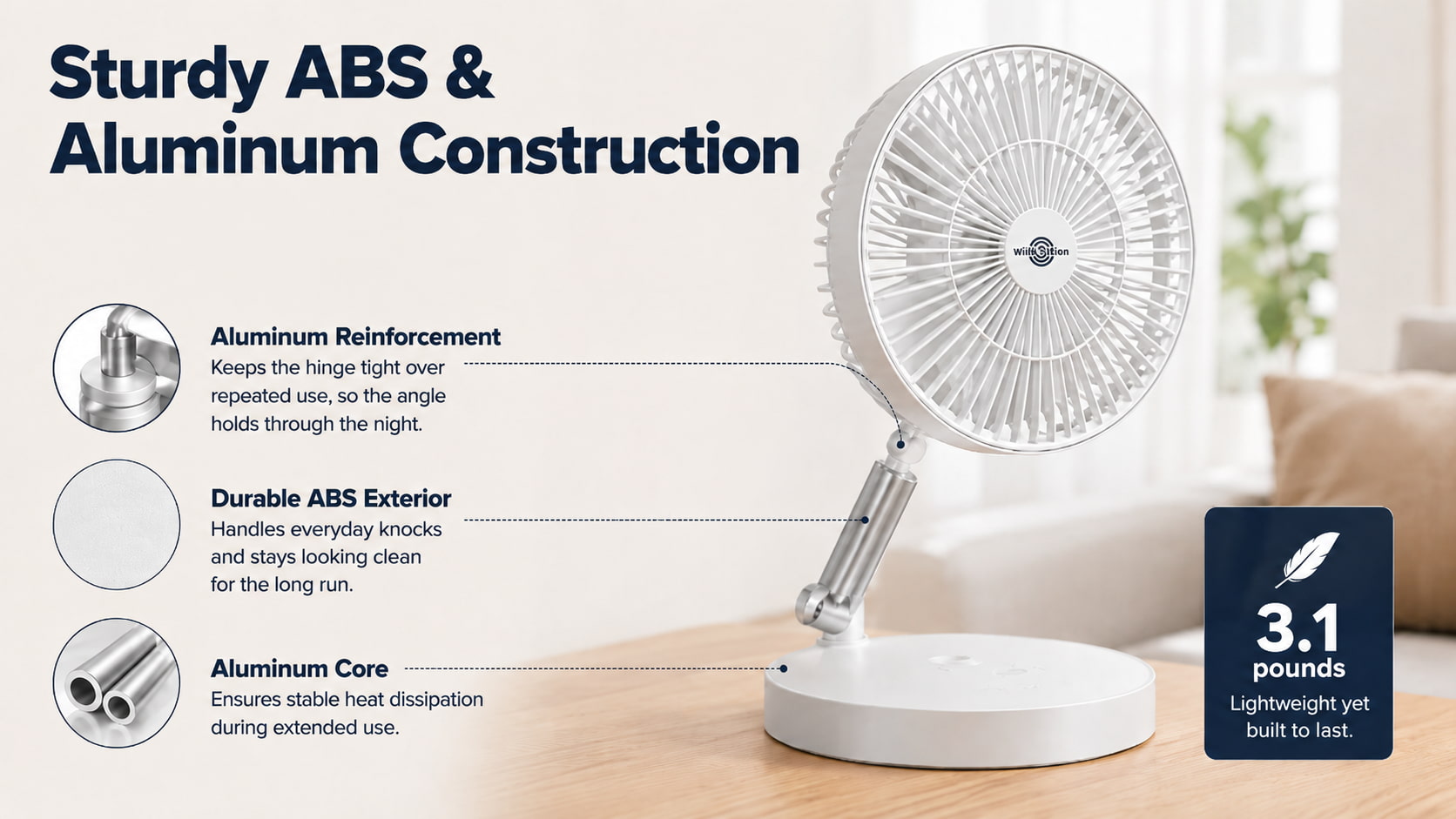 Sturdy ABS & Aluminum Construction