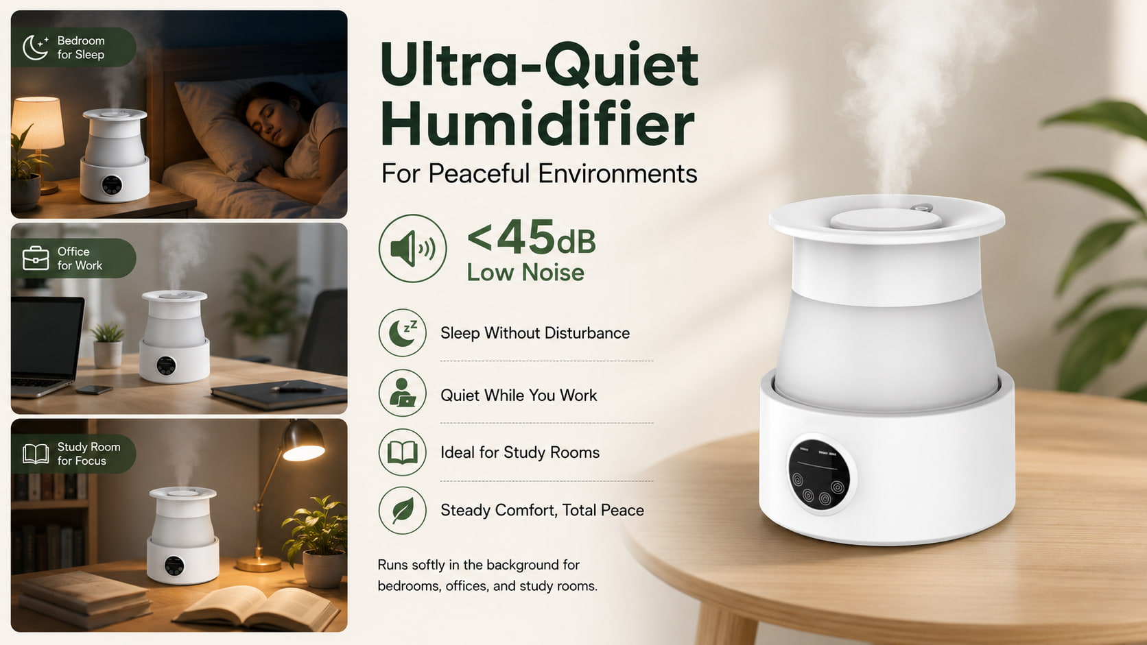 Ultra-Quiet Humidifier for Peaceful Environments
