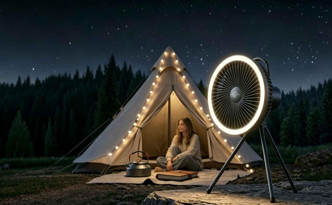 3. Built-in LED Light and SOS Mode for Safe Outdoor Fan Use