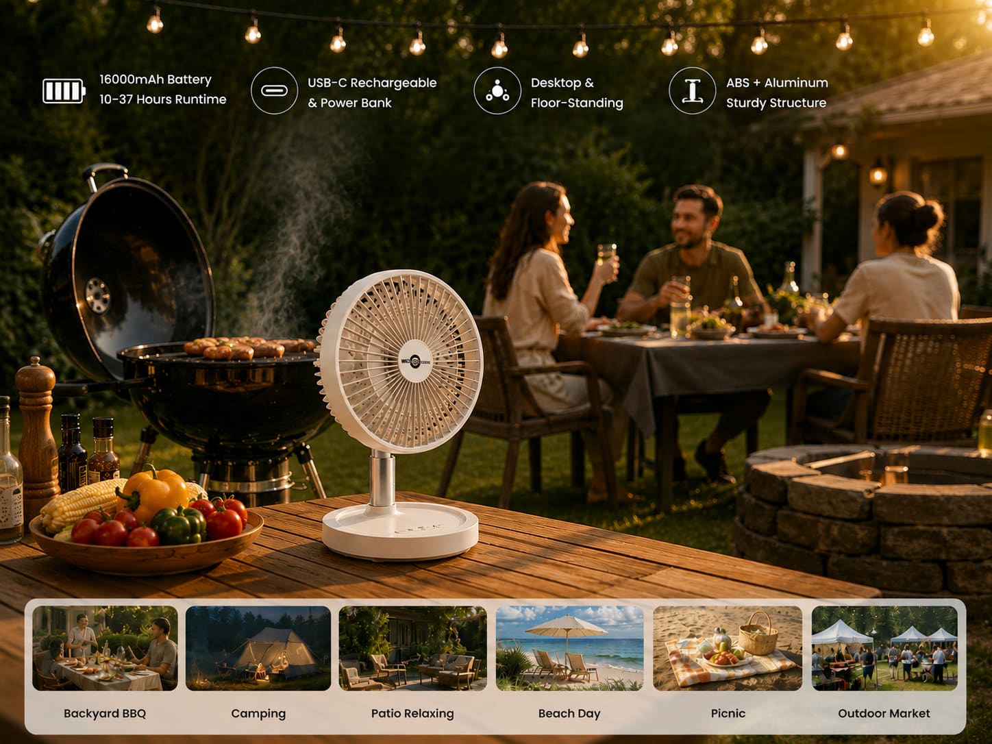 A Collapsible Fan Designed for Outdoor and Multi-Scene Use