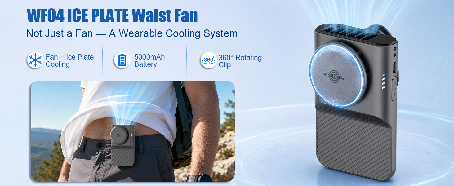 Ice Plate Waist Fan for Powerful Wearable Cooling