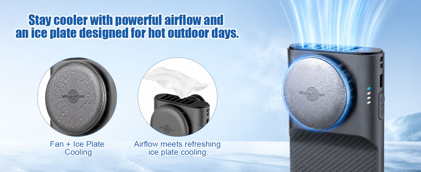 Ice Plate Waist Fan with Powerful Airflow and Direct Cooling