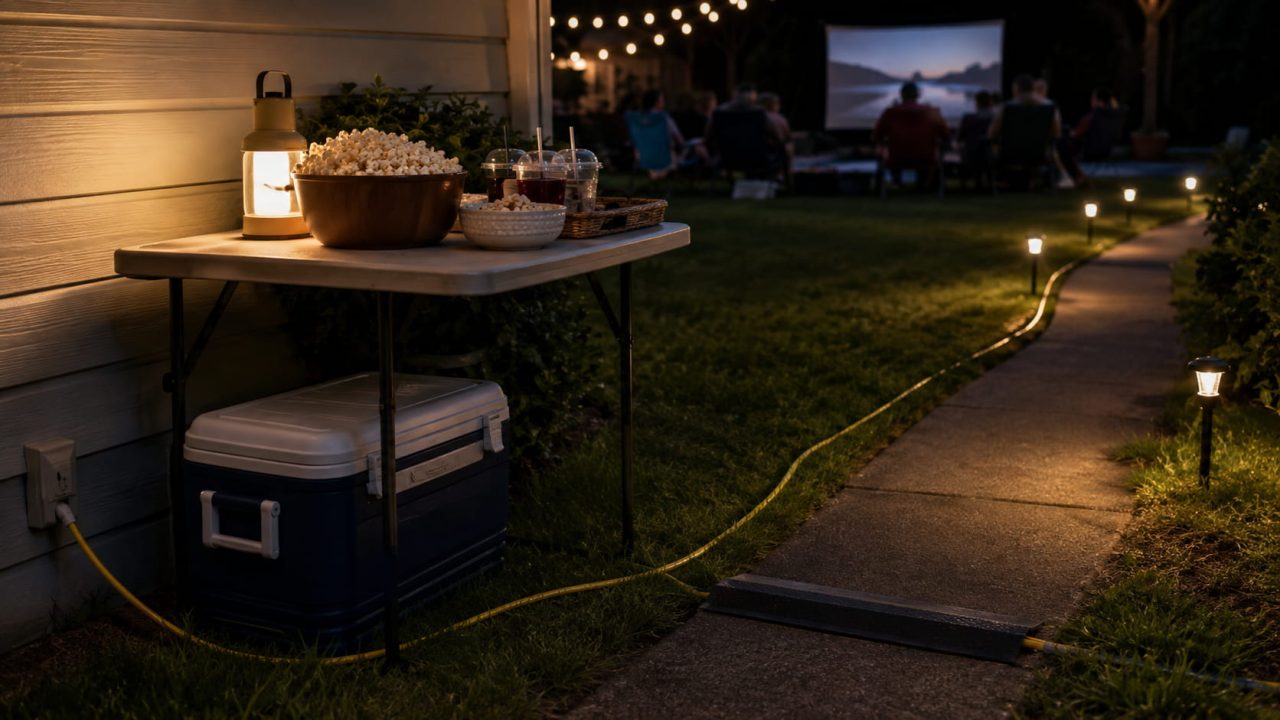 A Folding Snack Table and Insulated Cooler